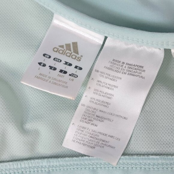 Adidas Unpadded Sports Bra Mint Green Large Lined Racerback Pullover Logo AF5001 - Picture 7 of 7